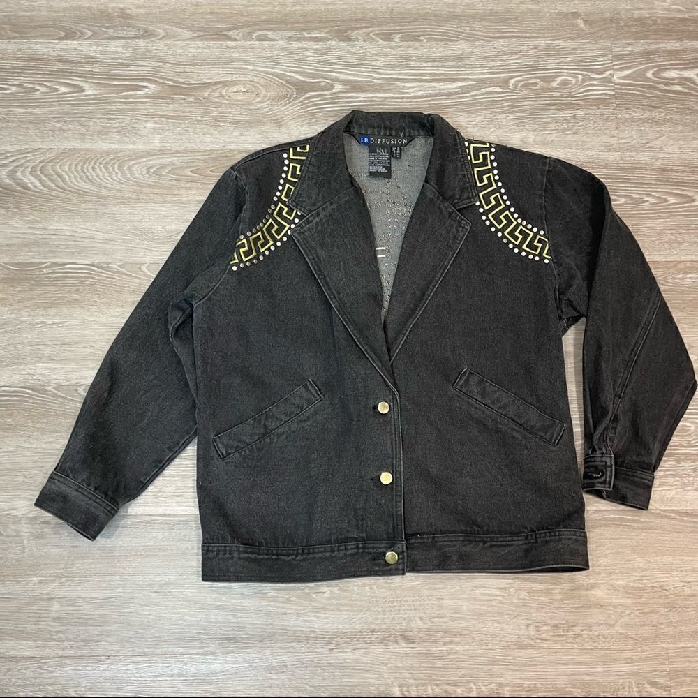 I.B. Diffusion Black Jean Denim Studded jacket